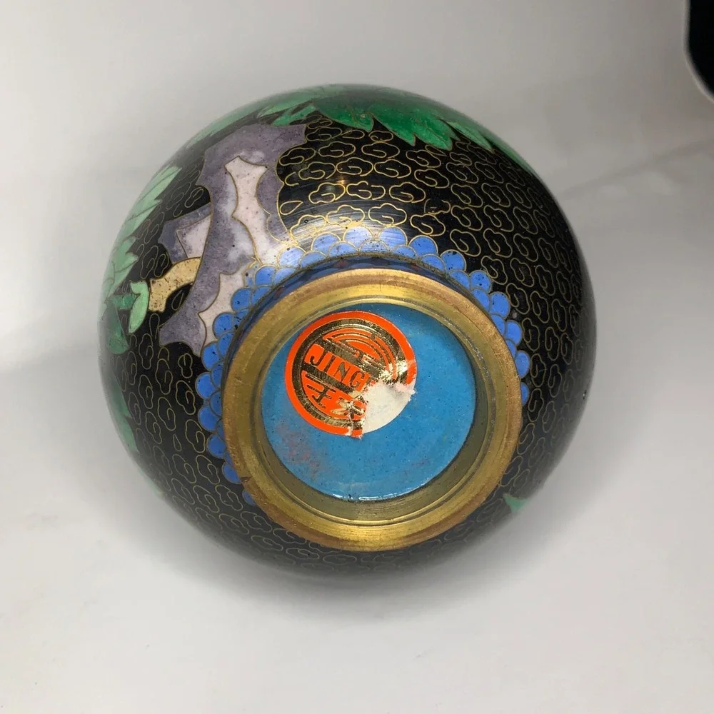 VTG Chinese Cloisonné Enamel Vase 6